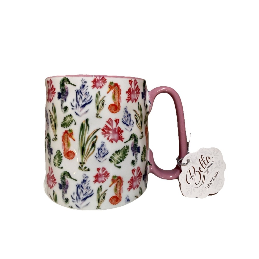 Colorful Seahorse Coffee Mug 14 Oz Ceramic Beach House By 10 Strawberry‎ Street